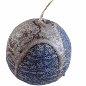 Hand Dipped Candle 2.5" Israel Sphere Ball Tone on Tone Blue Purple Unscented